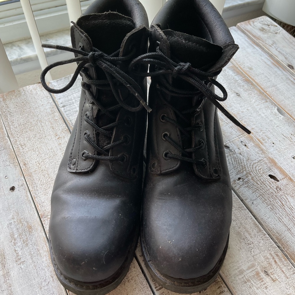 Vintage SEARS Black Leather 6" Steel Toe Work Boot  Size 11D